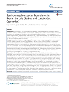 Semi-Permeable Species Boundaries in Iberian Barbels (Barbus and Luciobarbus, Cyprinidae)