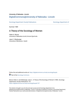 A Theory of the Sociology of Women