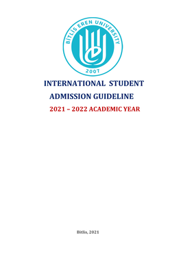 INTERNATIONAL STUDENT BACHELOR Programs ADMISSION GUIDELINE