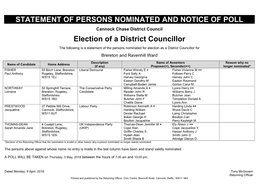 Statement of Persons Nominated and Notice of Poll