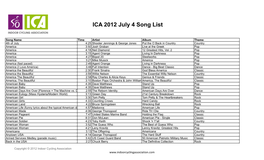 2012 ICA July 4 Song List