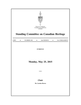 Standing Committee on Canadian Heritage