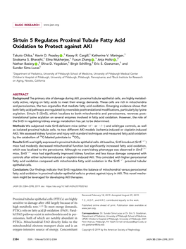 Sirtuin 5 Regulates Proximal Tubule Fatty Acid Oxidation to Protect Against AKI
