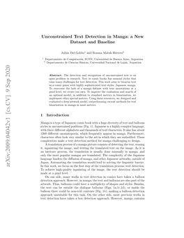 Arxiv:2009.04042V1 [Cs.CV] 9 Sep 2020 in This Work, We Focus on the ﬁrst Step of the Translation Process: Text Detection