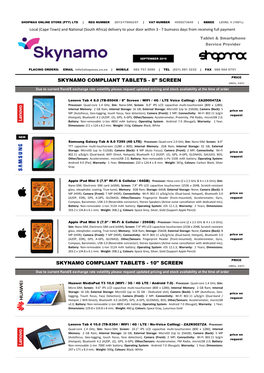 Skynamo Compliant Tablets - 8" Screen (Incl