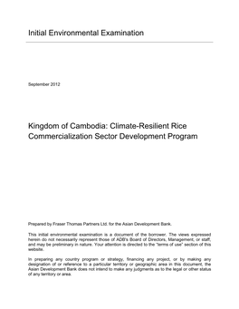 44321-013: Climate Resilient Rice Commercialization Sector