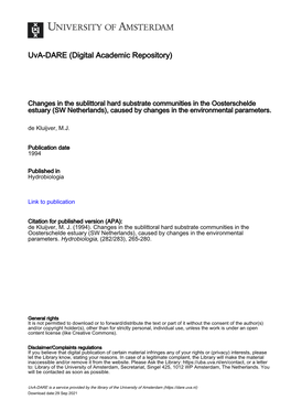 Changes in the Sublittoral Hard Substrate Communities in the Oosterschelde Estuary (SW Netherlands), Caused by Changes in the Environmental Parameters