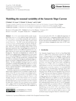 Modelling the Seasonal Variability of the Antarctic Slope Current