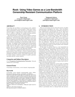 Rook: Using Video Games As a Low-Bandwidth Censorship Resistant Communication Platform