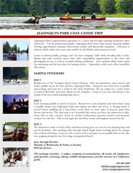 Algonquin Park 3-Day Guided Canoe Trip