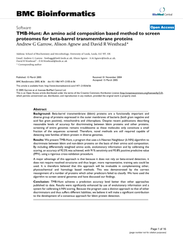 BMC Bioinformatics Biomed Central