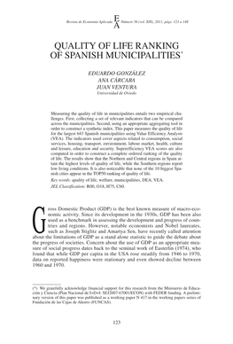 Quality of Life Ranking of Spanish Municipalities*