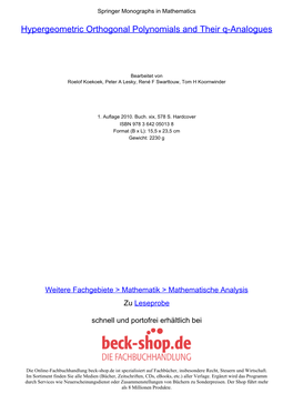 Hypergeometric Orthogonal Polynomials and Their Q-Analogues