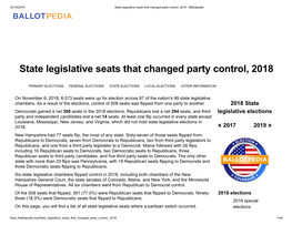 State Legislative Seats That Changed Party Control, 2018 - Ballotpedia