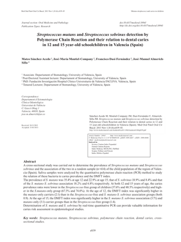 Streptococcus Mutans and Streptococcus Sobrinus Detection by Polymerase Chain Reaction and Their Relation to Dental Caries in 12