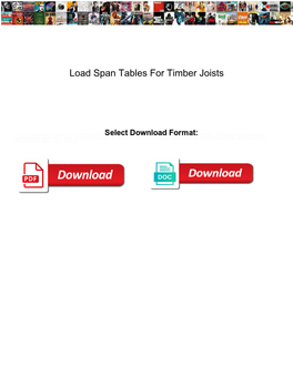 Load Span Tables for Timber Joists