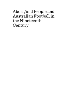 Aboriginal People and Australian Football in the Nineteenth Century