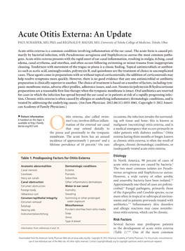 Acute Otitis Externa: an Update PAUL SCHAEFER, MD, Phd, and REGINALD F