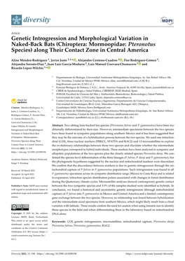 Genetic Introgression and Morphological Variation in Naked-Back Bats (Chiroptera: Mormoopidae: Pteronotus Species) Along Their Contact Zone in Central America