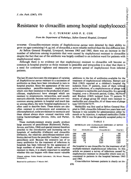 Resistance to Cloxacillin Among Hospital Staphylococci