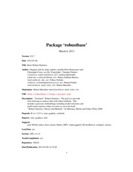 Package 'Robustbase'