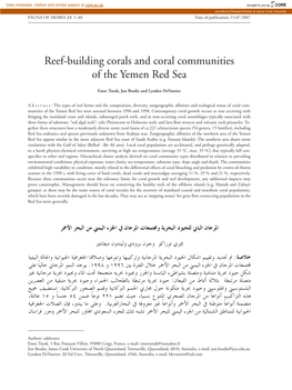 Reef-Building Corals and Coral Communities of the Yemen Red Sea