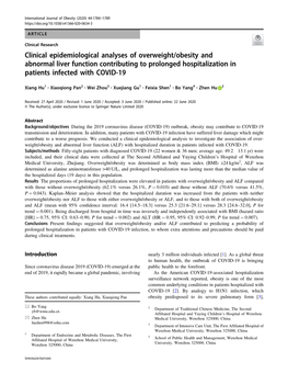 Clinical Epidemiological Analyses of Overweight/Obesity and Abnormal Liver Function Contributing to Prolonged Hospitalization in Patients Infected with COVID-19