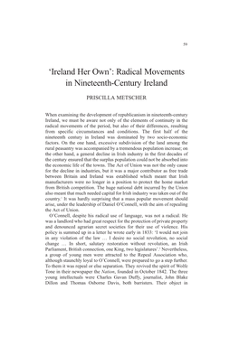 Ireland Her Own’: Radical Movements in Nineteenth-Century Ireland