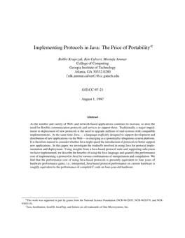 Implementing Protocols in Java: the Price of Portability ¢¡