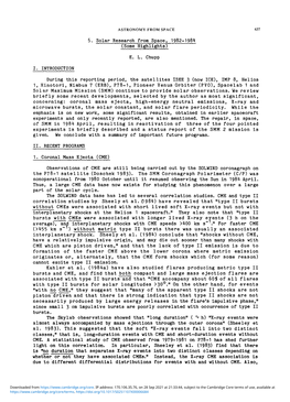 Part of the Solar Cycle. the SOLWIND Data Base Has Led to Several Correlation Studies