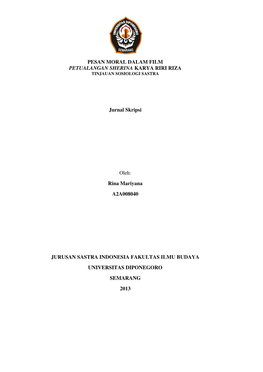 Pesan Moral Dalam Film Petualangan Sherina Karya Riri Riza Tinjauan Sosiologi Sastra