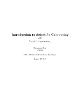 Introduction to Scientific Computing