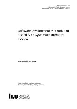 Software Development Methods and Usability : a Systematic Literature Review