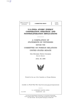 Us-India Atomic Energy Cooperation