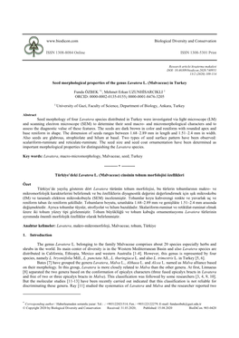 Seed Morphological Properties of the Genus Lavatera L.(Malvaceae) In