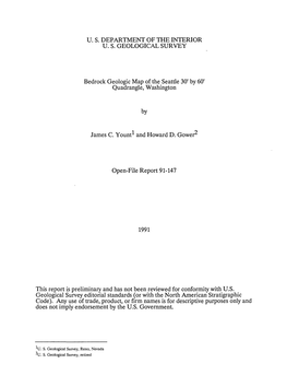Bedrock Geologic Map of the Seattle 30' by 60' Quadrangle, Washington