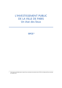 L'investissement Public De La Ville De Paris : Un État Des Lieux L 3