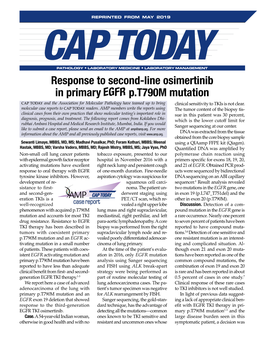 Response to Second-Line Osimertinib in Primary EGFR P.T790M Mutation