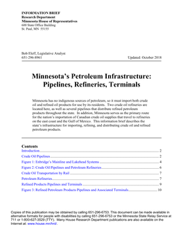 Minnesota's Petroleum Infrastructure: Pipelines, Refineries, Terminals