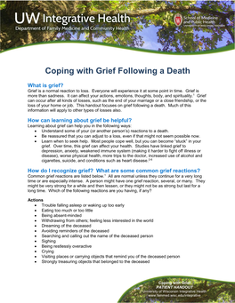 Coping with Grief Following a Death