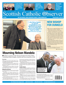 Mourning Nelson Mandela I Tributes to Former South African President from Holy Father, Archbishop Philip Tartaglia, Charities and from Around the World