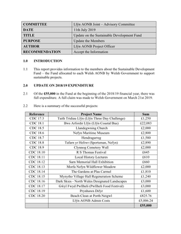 Update on the Sustainable Development Fund Pdf 70 Kb