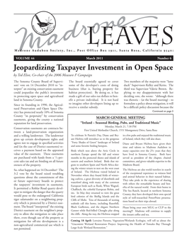 Jeopardizing Taxpayer Investment in Open Space