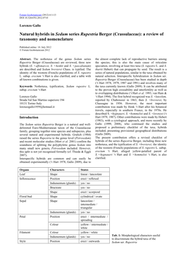 Natural Hybrids in Sedum Series Rupestria Berger (Crassulaceae): a Review of Taxonomy and Nomenclature