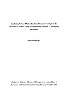 Conflicting Notions of National and Constitutional Sovereignty in the Discourses of Political Theory and International Relations: a Genealogical Perspective