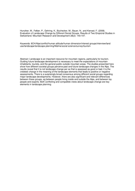 (2008). Evaluation of Landscape Change by Different Social Groups