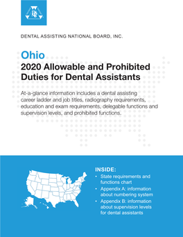 Ohio 2020 Allowable and Prohibited Duties for Dental Assistants