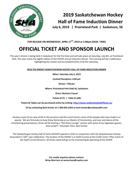 Official Ticket and Sponsor Launch