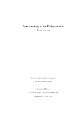 Spatial Ecology of the Ethiopian Wolf, Canis Simensis