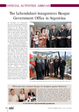 The Lehendakari Inaugurates Basque Government Office in Argentina